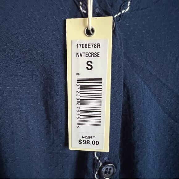 Max Studio Boho Ruffle Sleeve Embroidered Button Down Blouse Small - Picture 10 of 11